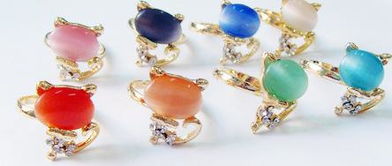 高品质猫咪猫眼石戒指 义乌批发地摊饰品的时尚选择